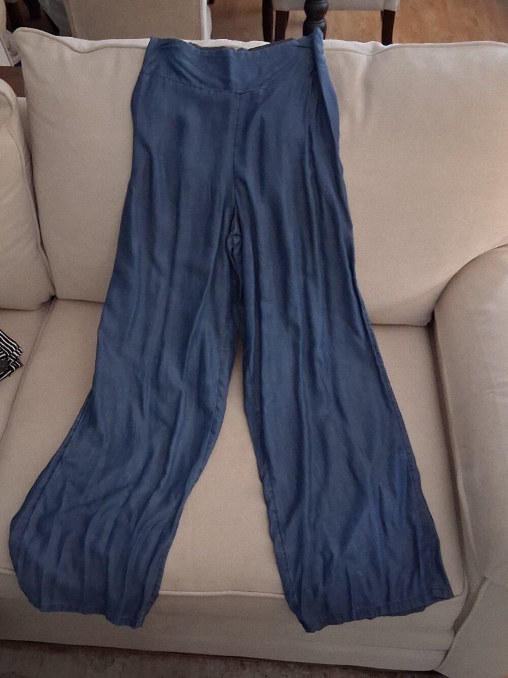 Apt. 9 Flowy Boho Blue Chambray Palazzo Pants Wide sz M, NWT  /B7